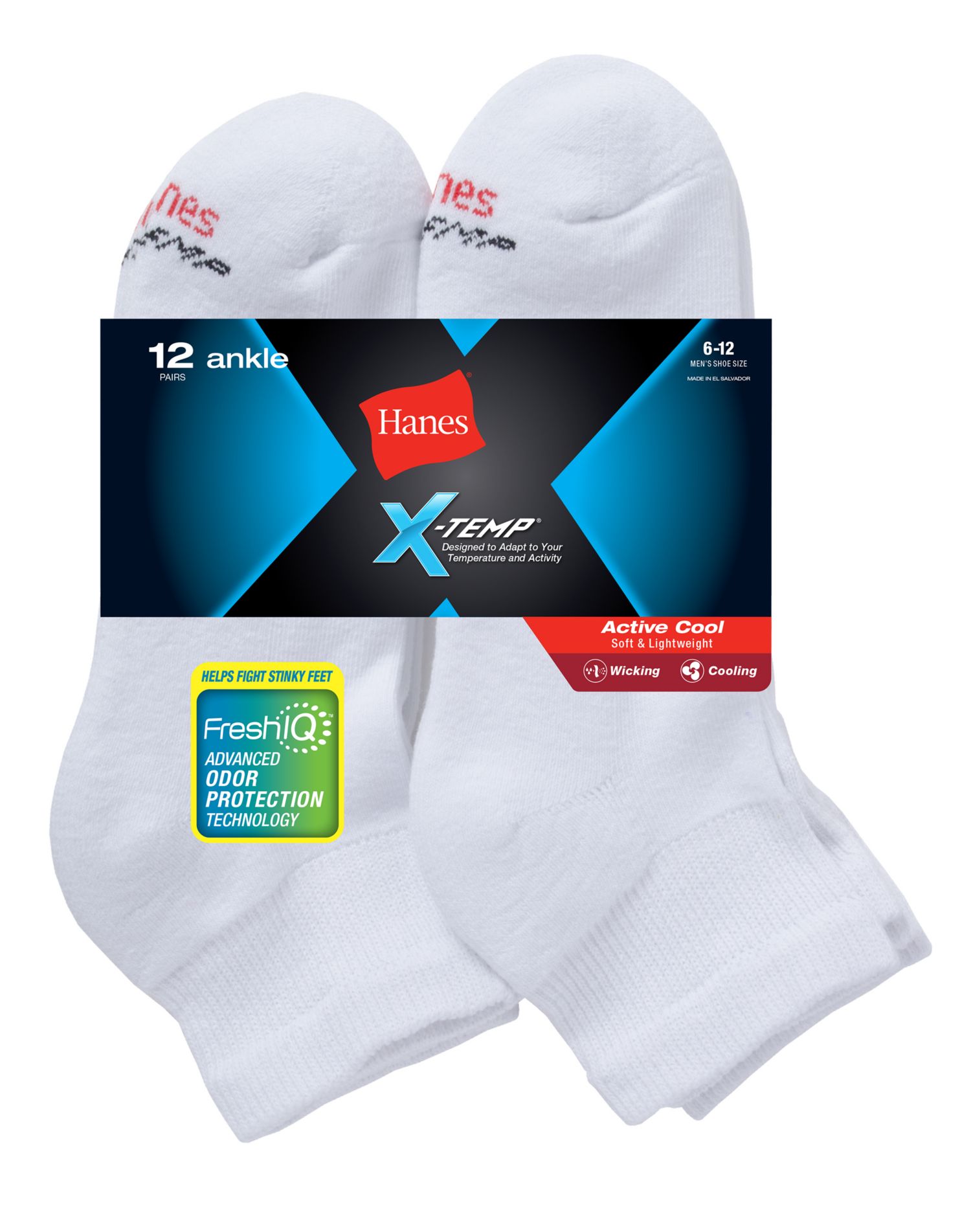 Hanes Mens Freshiq X Temp Active Cool Big And Tall Ankle Socks Pack Apparel Direct