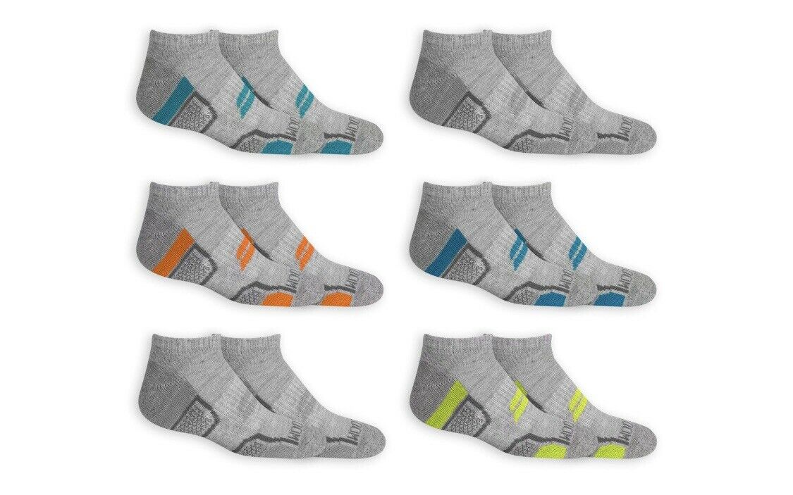 Fruit Of The Loom Boys 6 Pack Active No Show Socks - Apparel Direct ...
