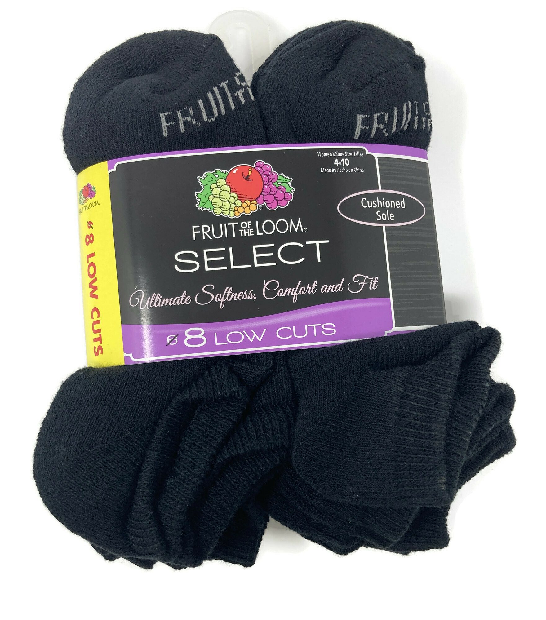 Fruit Of The Loom Womens Select Low Cut Socks 8 Pack - Apparel Direct ...